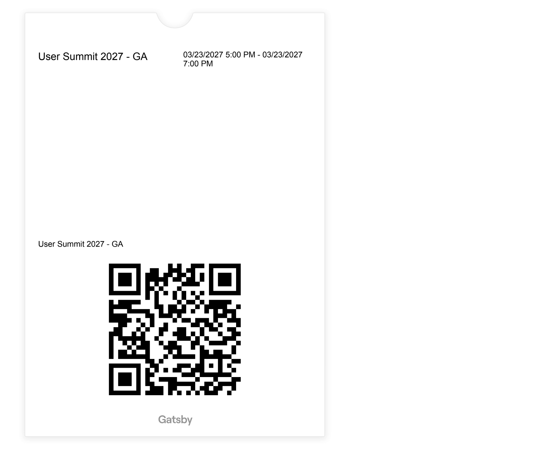 What a ticket from Gatsby looks like to your users